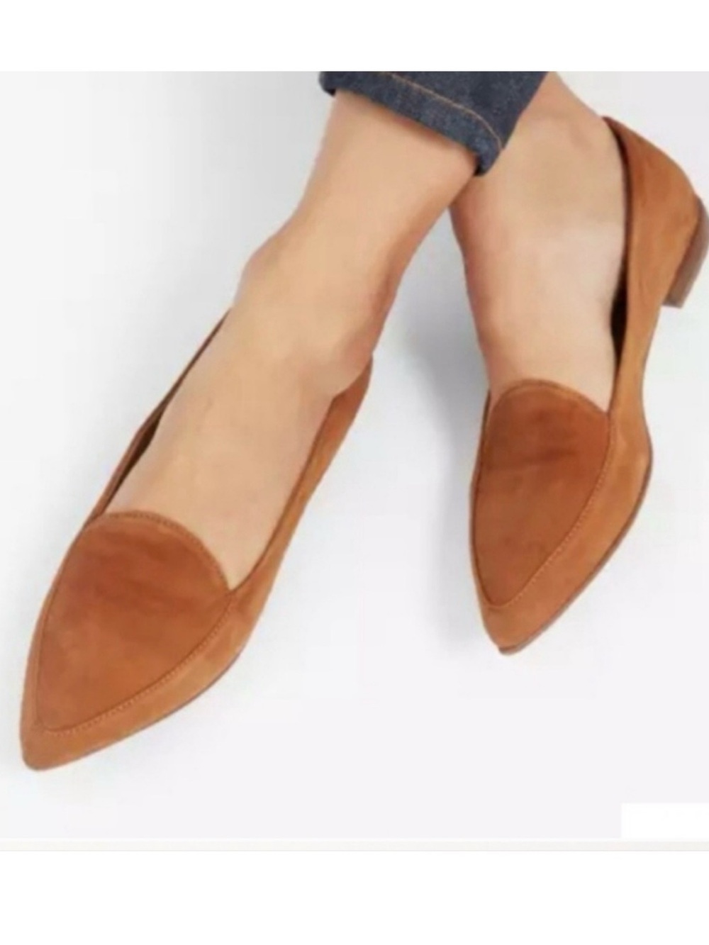 Everlane Italian Suede Pointed Toe Loafers Flats Cognac Brown Size 7.5 Old Money - Picture 7 of 8